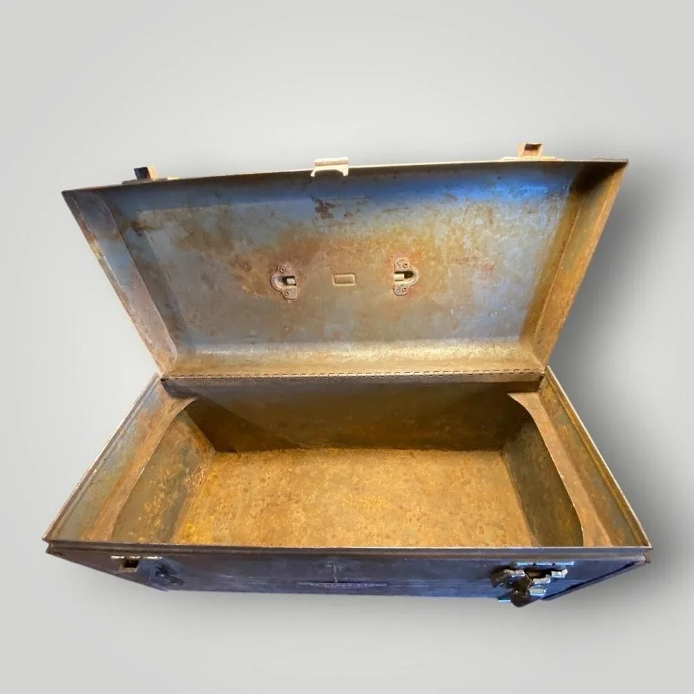 Craftsman Steel Toolbox 1950s Industrial Storage Box Patina No Tray